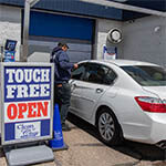 Customer entering the touch free car wash